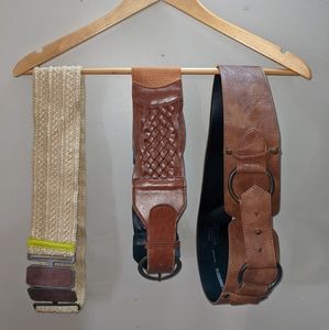 3 Thick Belts, 2 elastic 1 non elastic brown medium